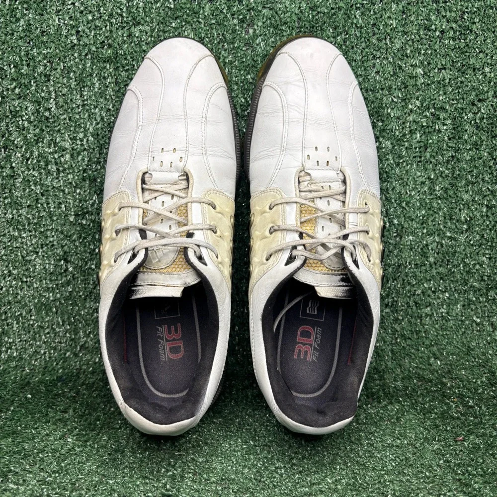 Adidas Tour 360 Leather Cleated Spiked Athletic Golf Shoes White Mens Size 10‎
